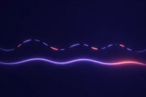 A steady ribbon of light beside a fragmented, stuttering one